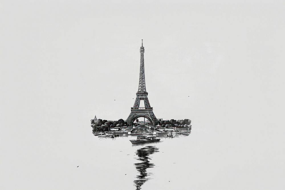 Eiffel Tower sketch reflection art