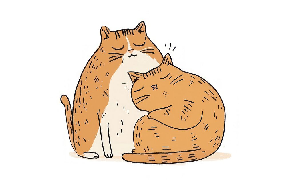 Cute cats cuddling illustration