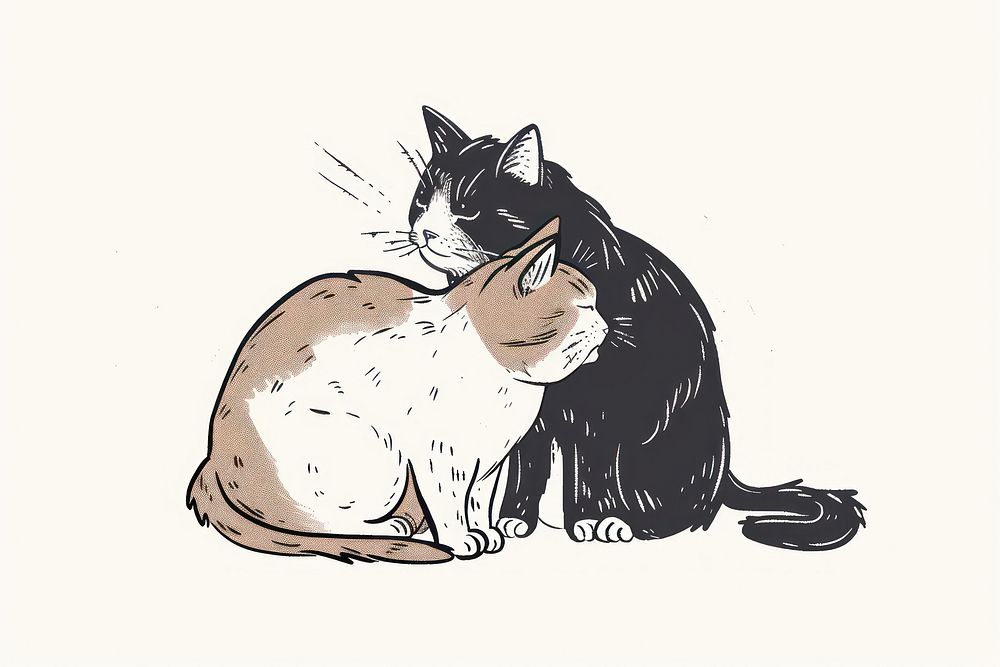 Cats cuddling illustration art