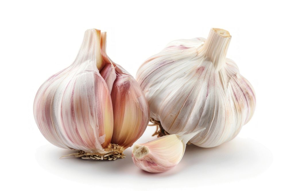 Fresh organic garlic bulbs isolated