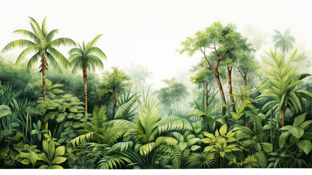 Lush tropical rainforest foliage illustration | Premium Photo