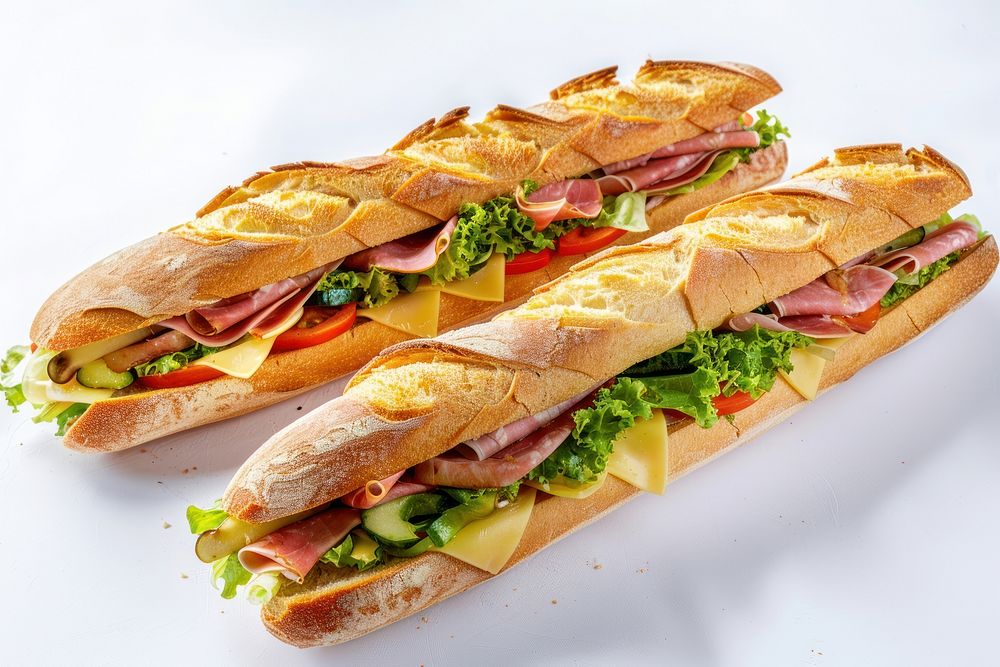 Delicious fresh baguette sandwiches