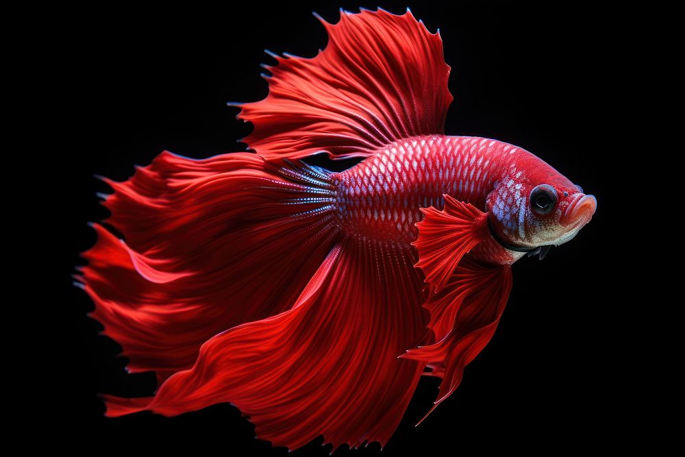 Vibrant red betta fish swimming