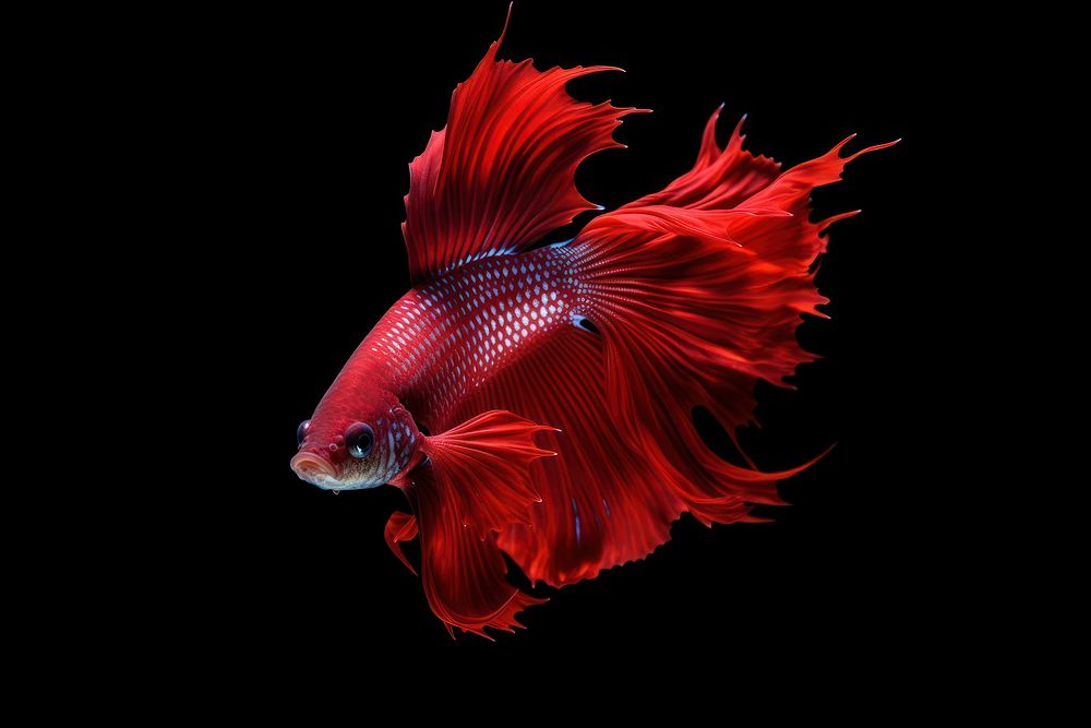 Vibrant red Betta fish swimming