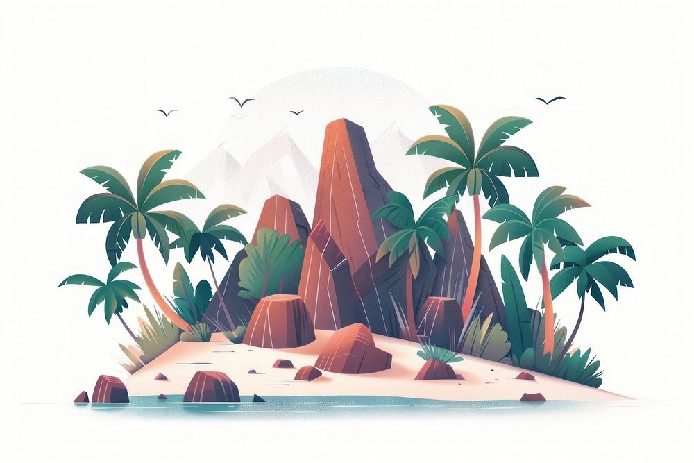 Tropical island paradise illustration