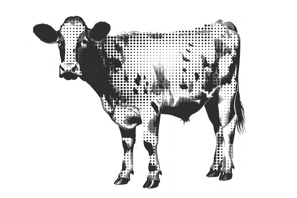 Black and white cow illustration