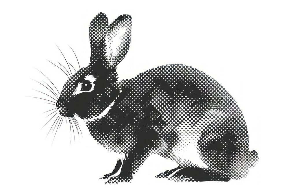 Vintage black and white rabbit