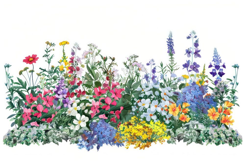 Colorful garden wildflower illustration