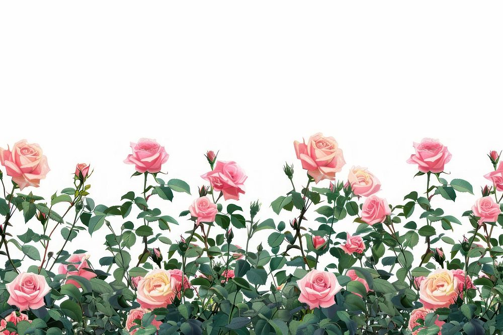 Beautiful pink rose garden illustration