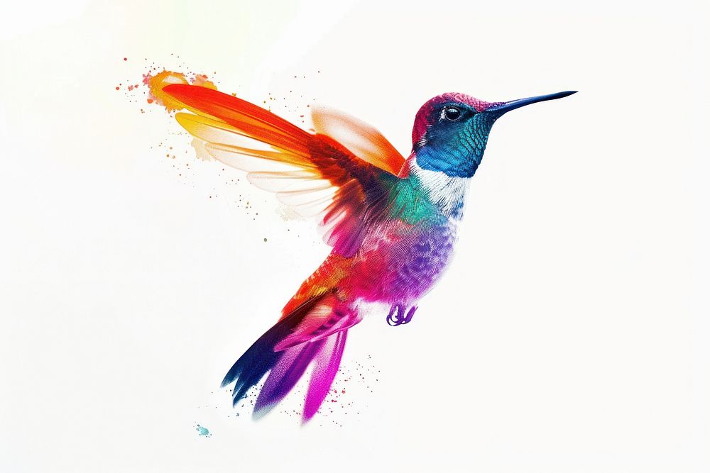 Vibrant hummingbird in flight