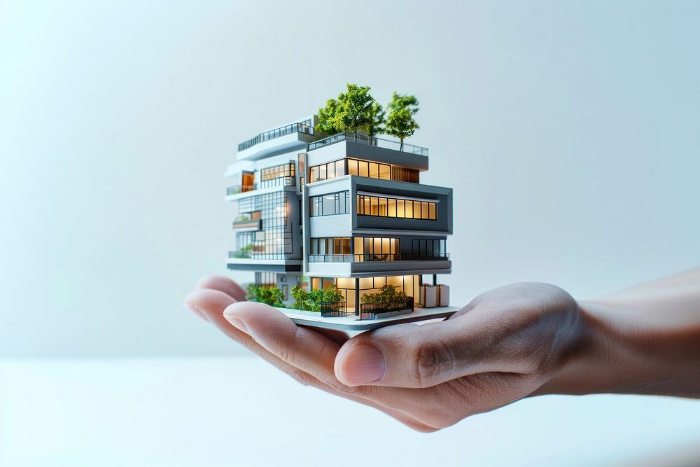 Modern sustainable architecture in hand