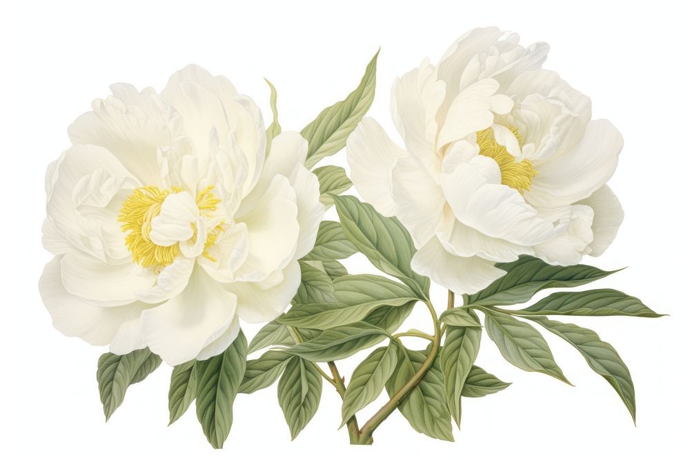 Elegant white peony flowers illustration | Premium Photo Illustration ...