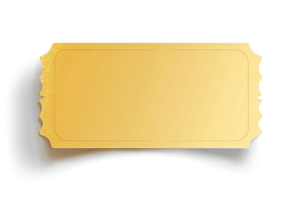 Golden ticket isolated white background