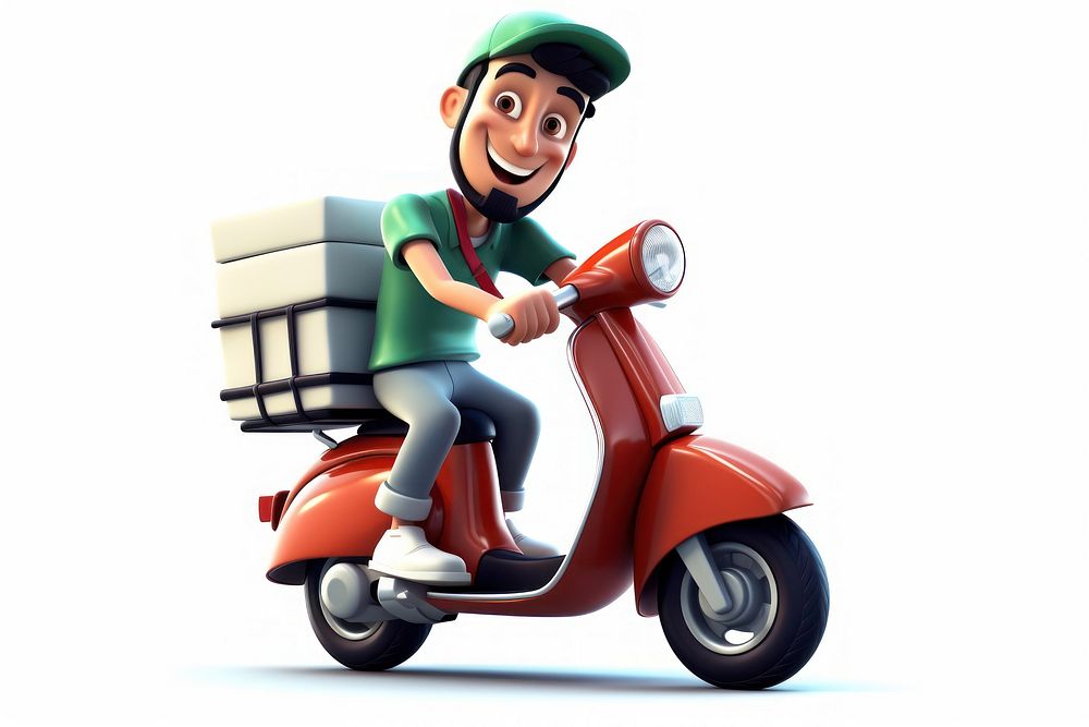 Happy delivery rider on scooter