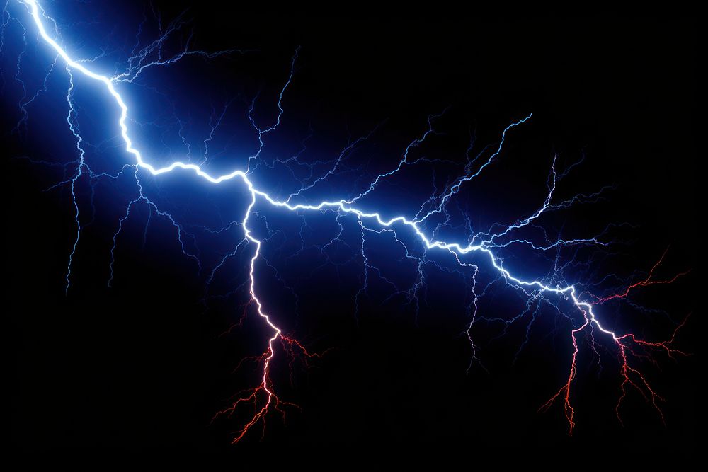 Electric Blue Lightning Bolt Striking 