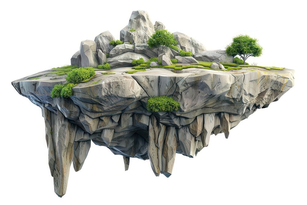 Floating island with rocky terrain