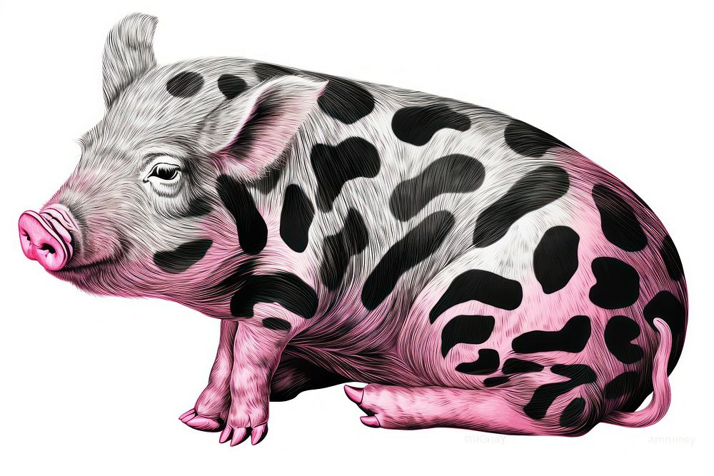 Spotted pig illustration art