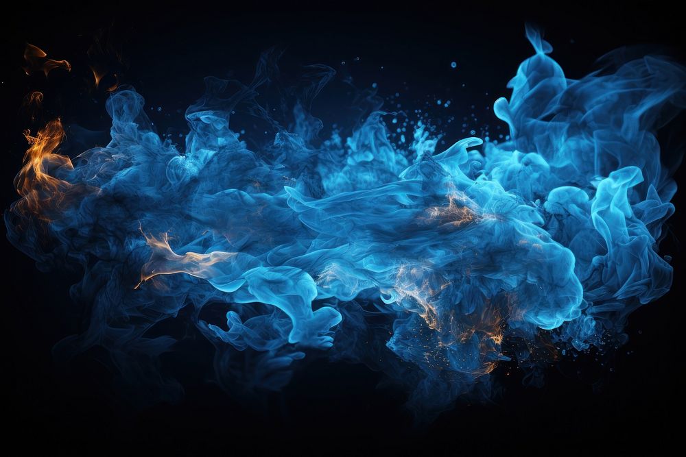 Abstract blue fiery smoke art