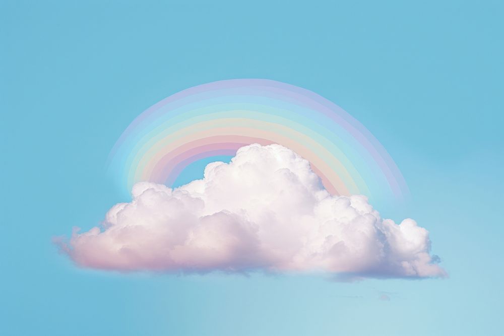 Dreamy cloud rainbow sky illustration