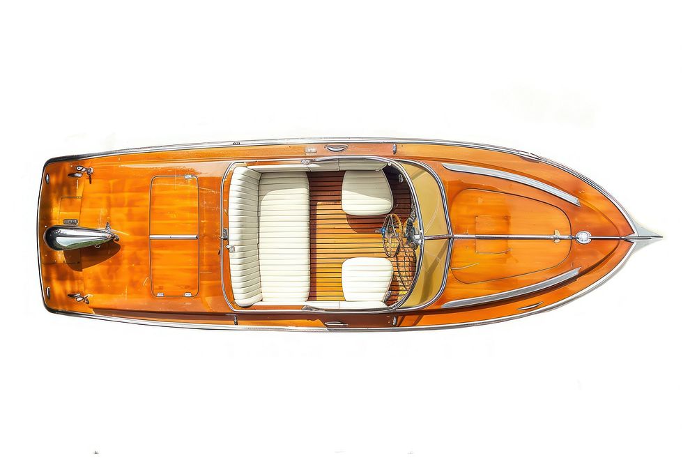 Elegant wooden speedboat top view