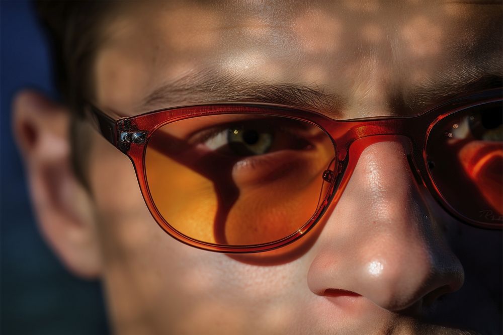 Stylish orange sunglasses reflection