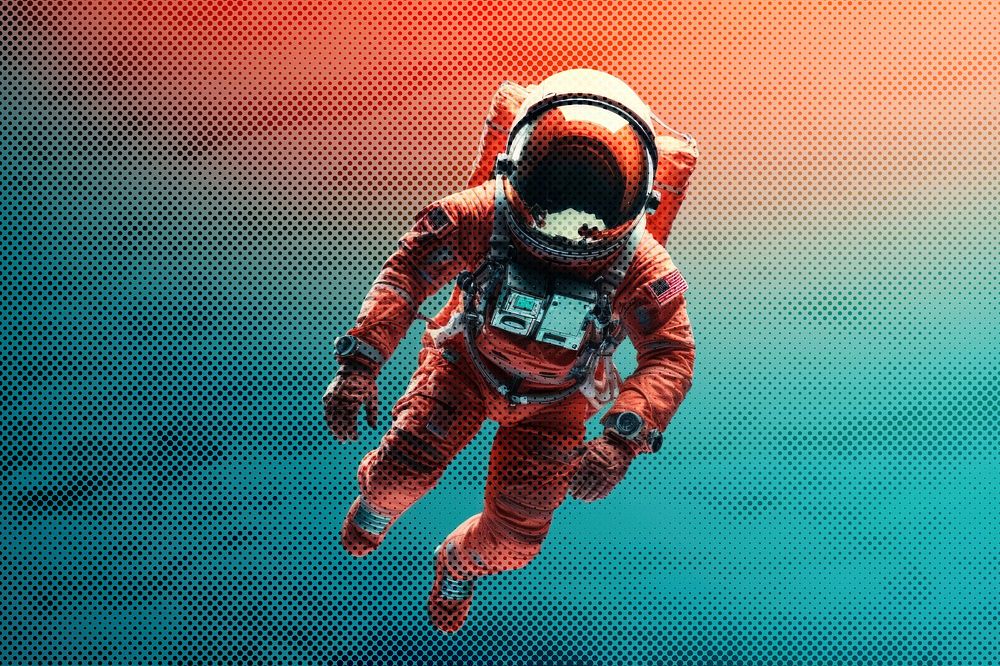 Astronaut in vibrant space