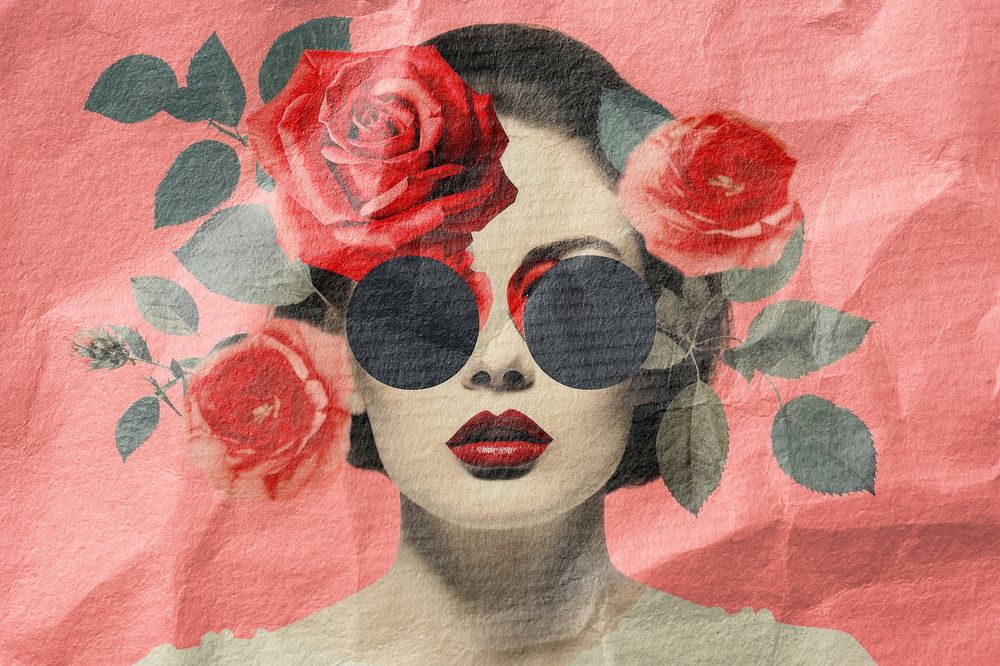 Vintage floral portrait art