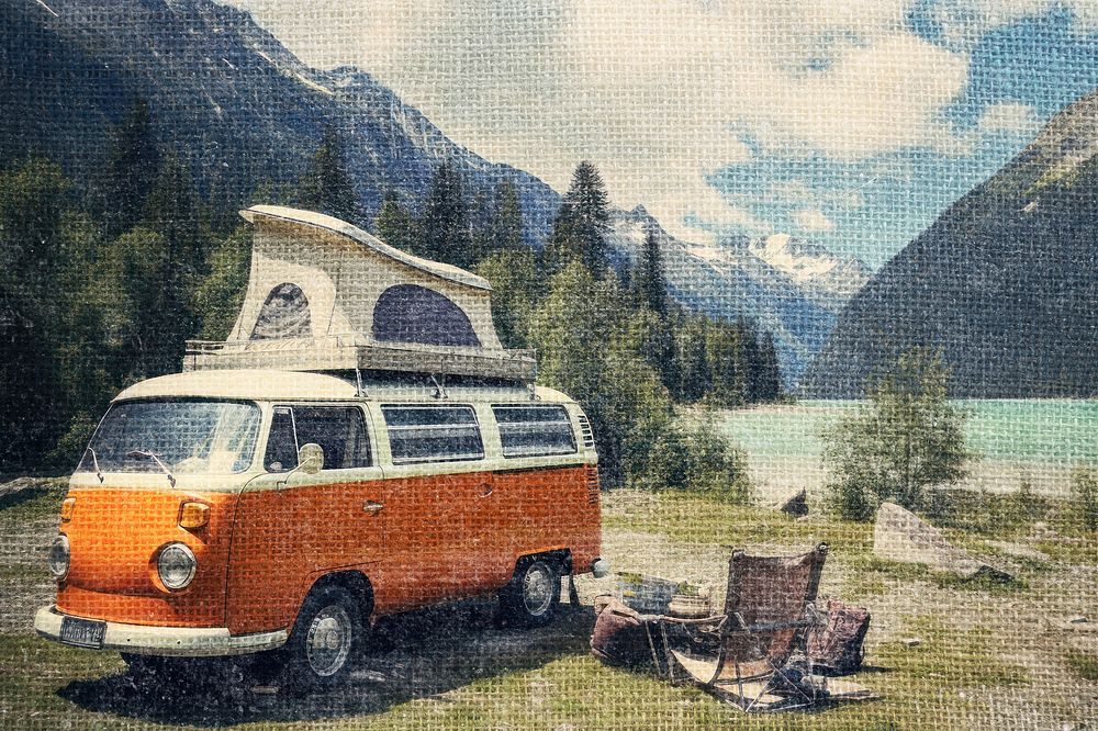 Vintage camper van adventure