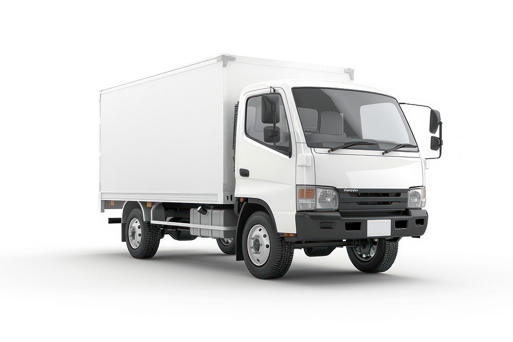 White delivery truck isolated background