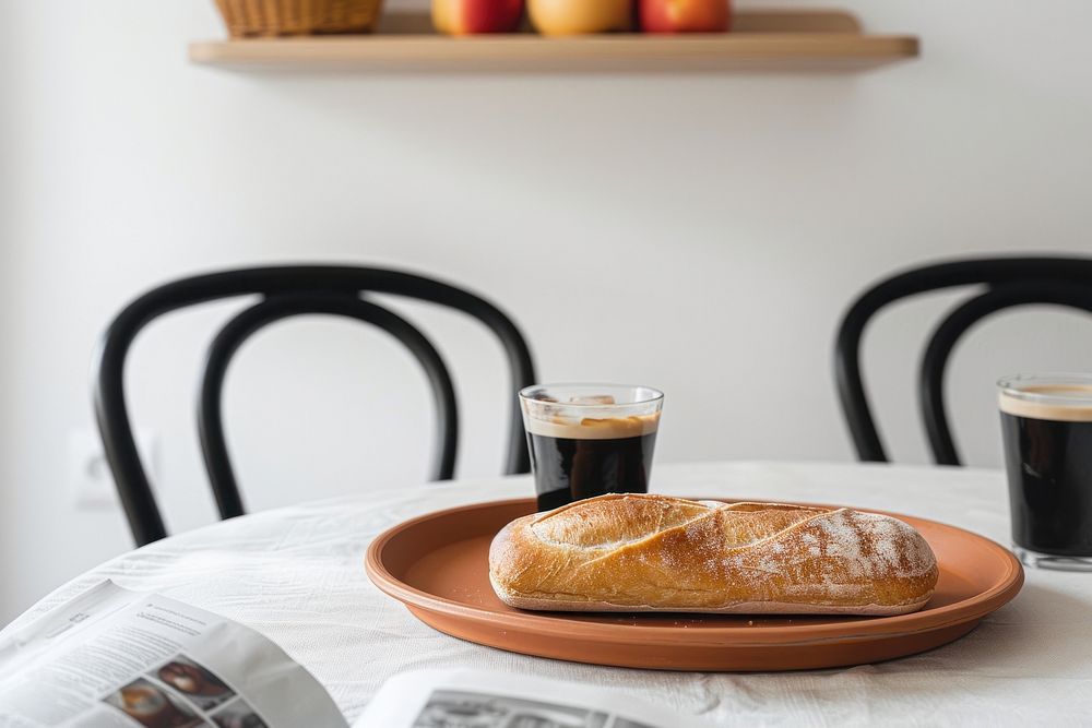 Fresh bread with coffee