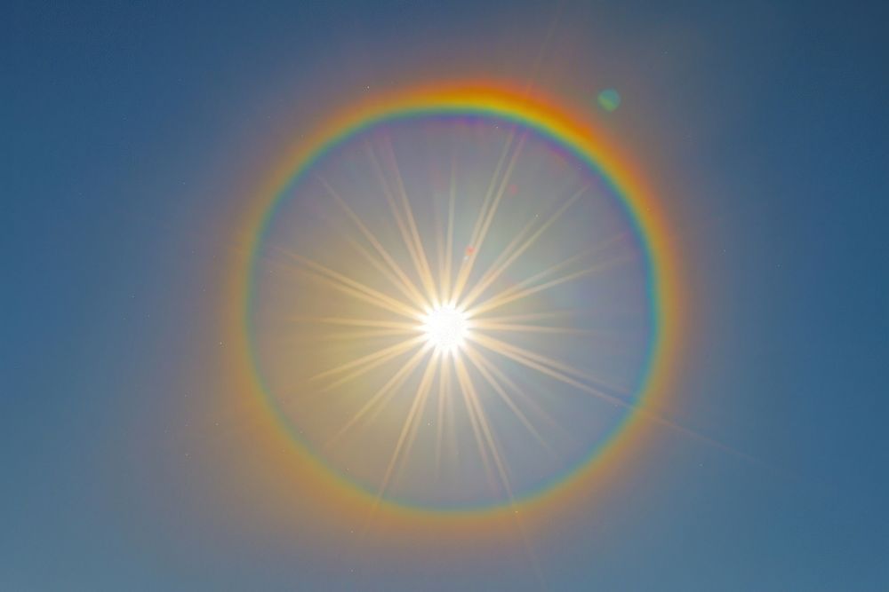 Radiant sun halo phenomenon sky