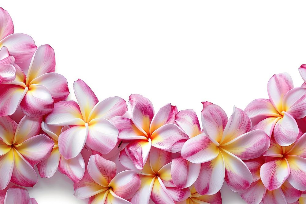 Vibrant pink plumeria flowers border