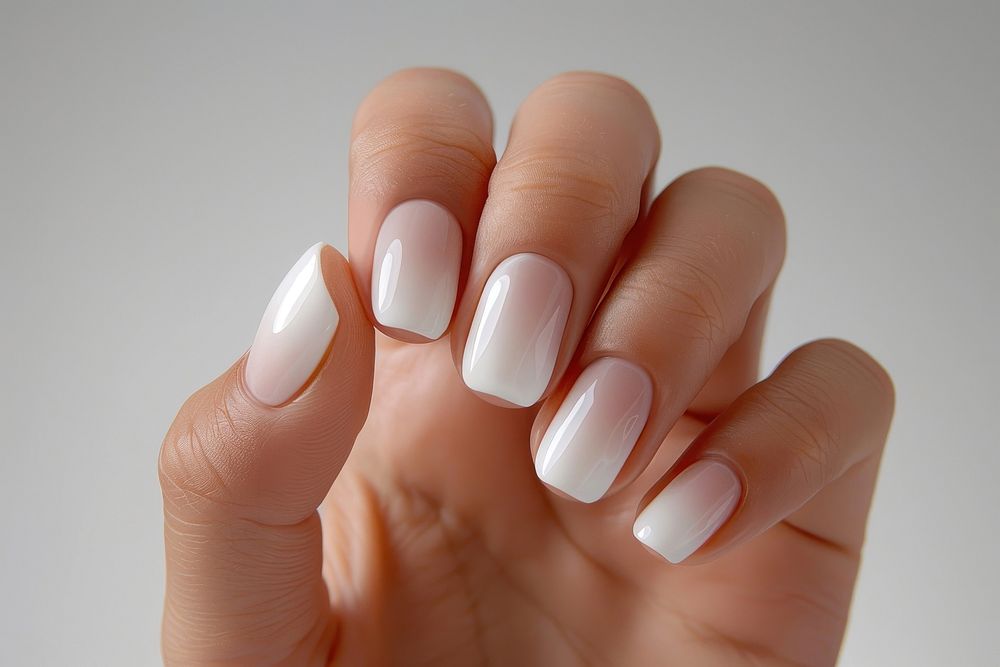 Elegant white gradient nails