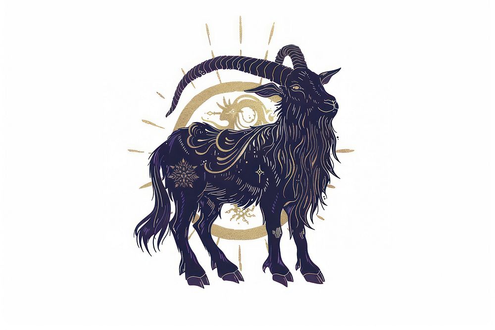 Capricorn zodiac mystical illustration