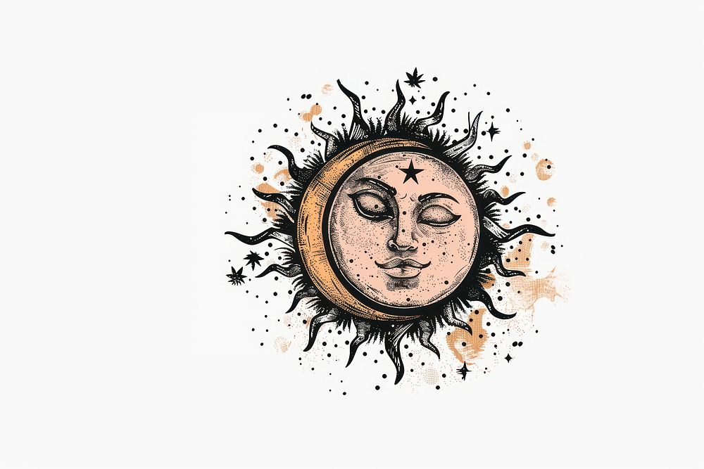 Celestial sun moon face art