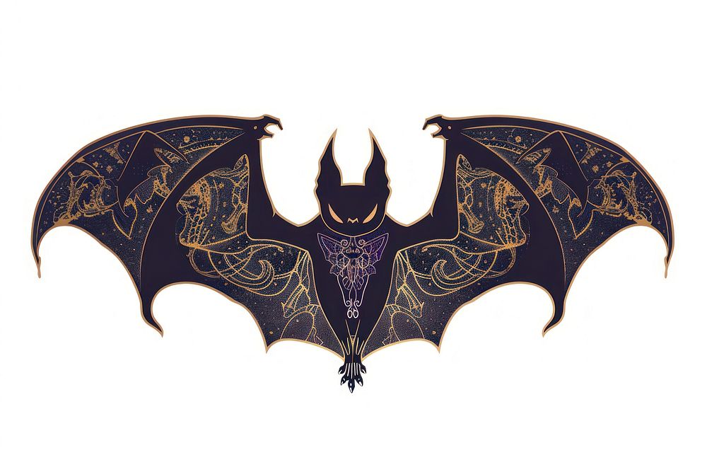 Intricate bat wings illustration