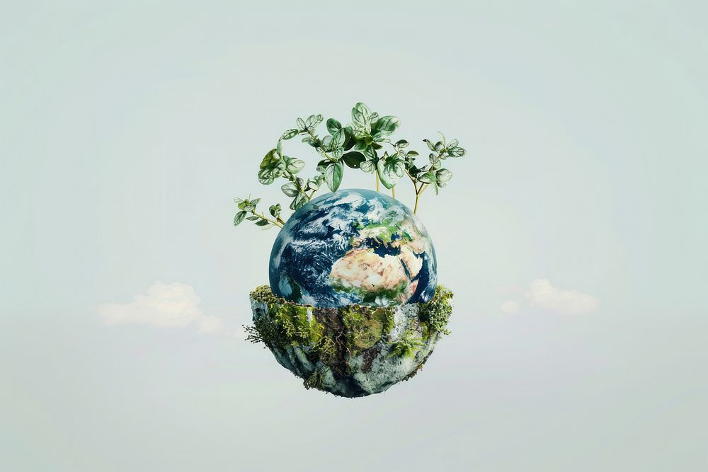 Earth with plants and moss