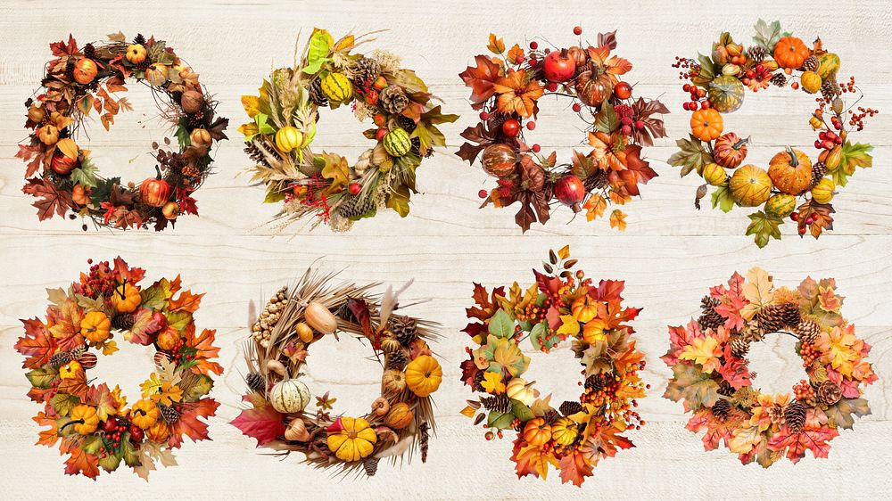 Fall wreath element set