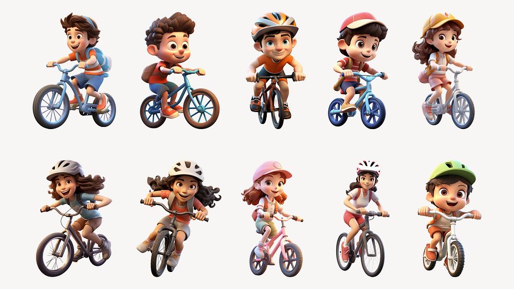 3D kids biking element set