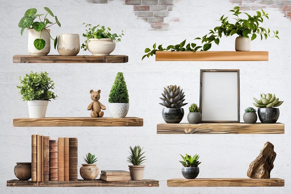 barn wood shelf design element set