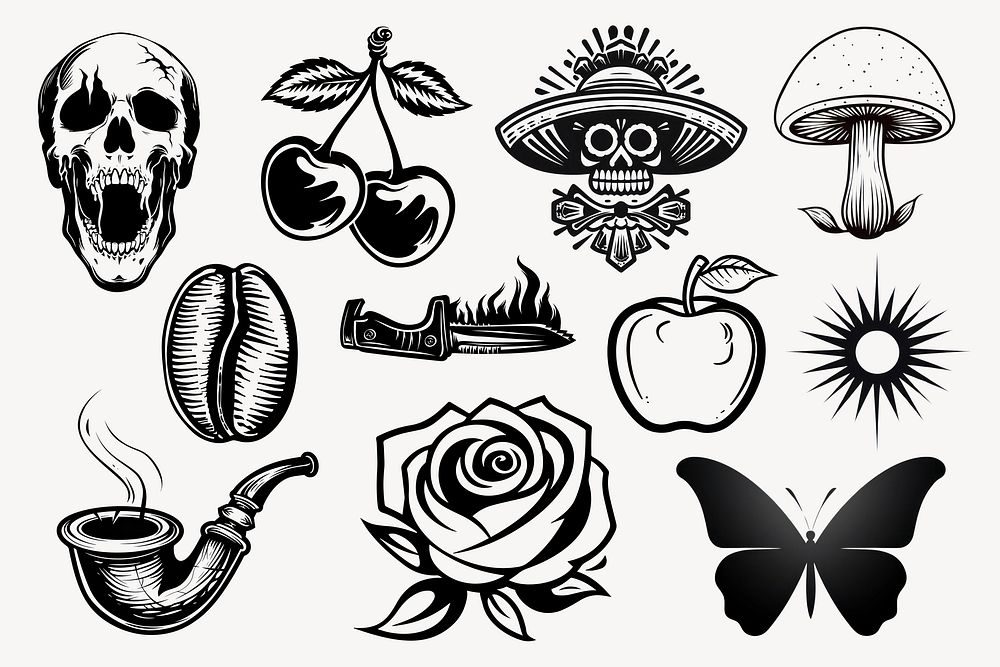 Tattoo design design element set