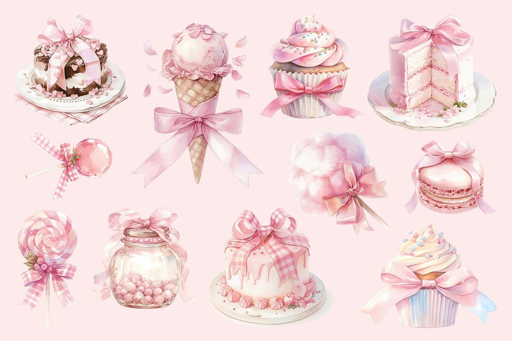 Coquette pink dessert element set