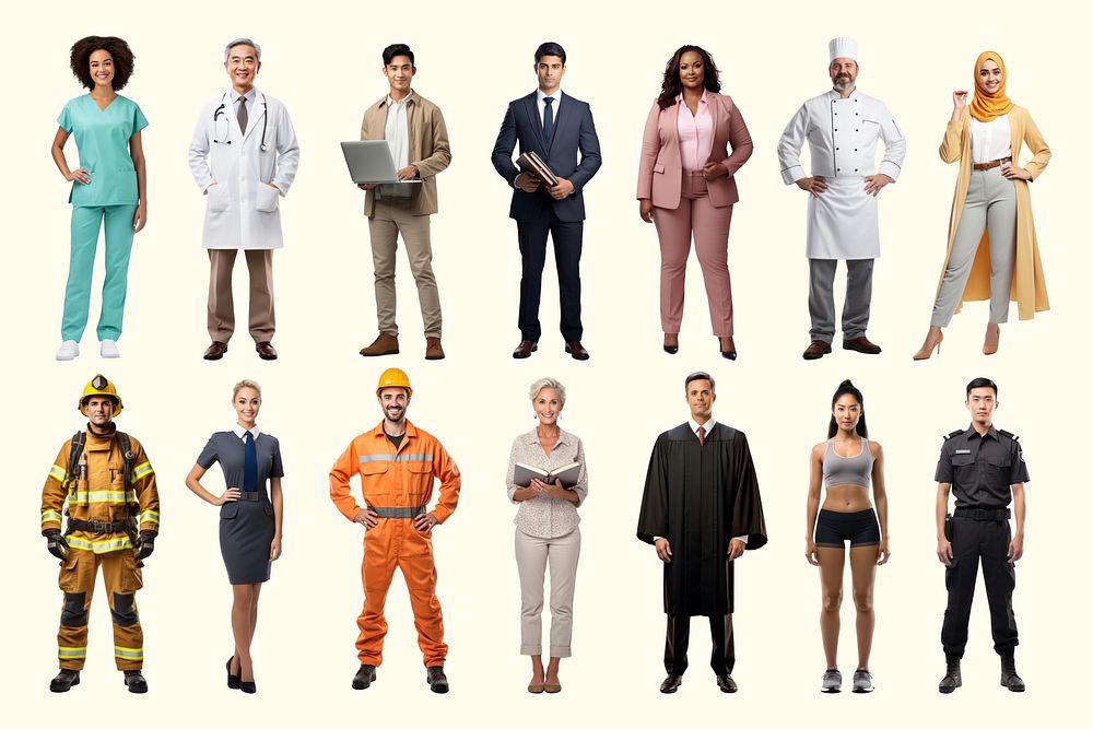 Profession people full body element set