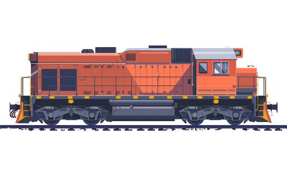 Detailed orange locomotive illustration