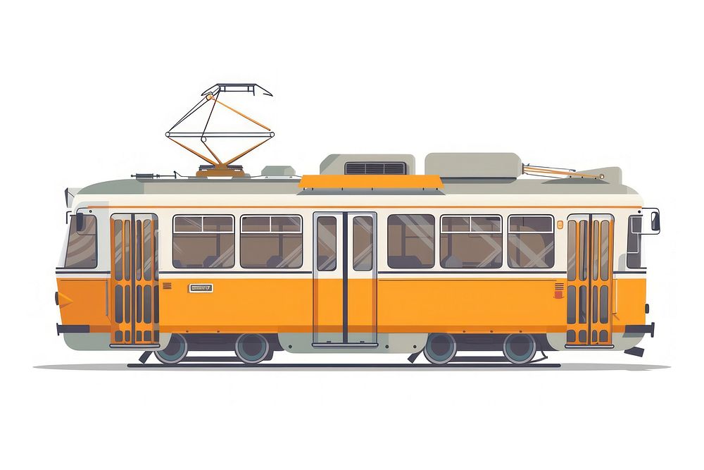 Vintage yellow tram illustration