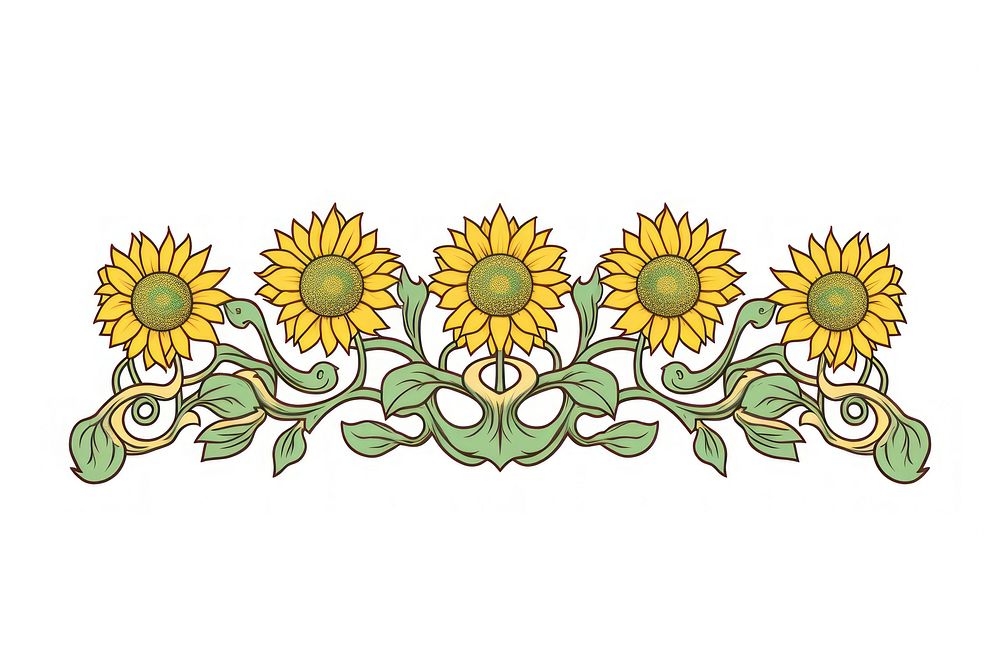 Elegant sunflower floral border illustration