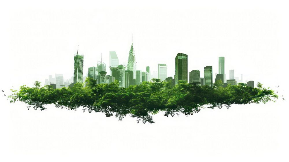 Eco-friendly urban skyline illustration