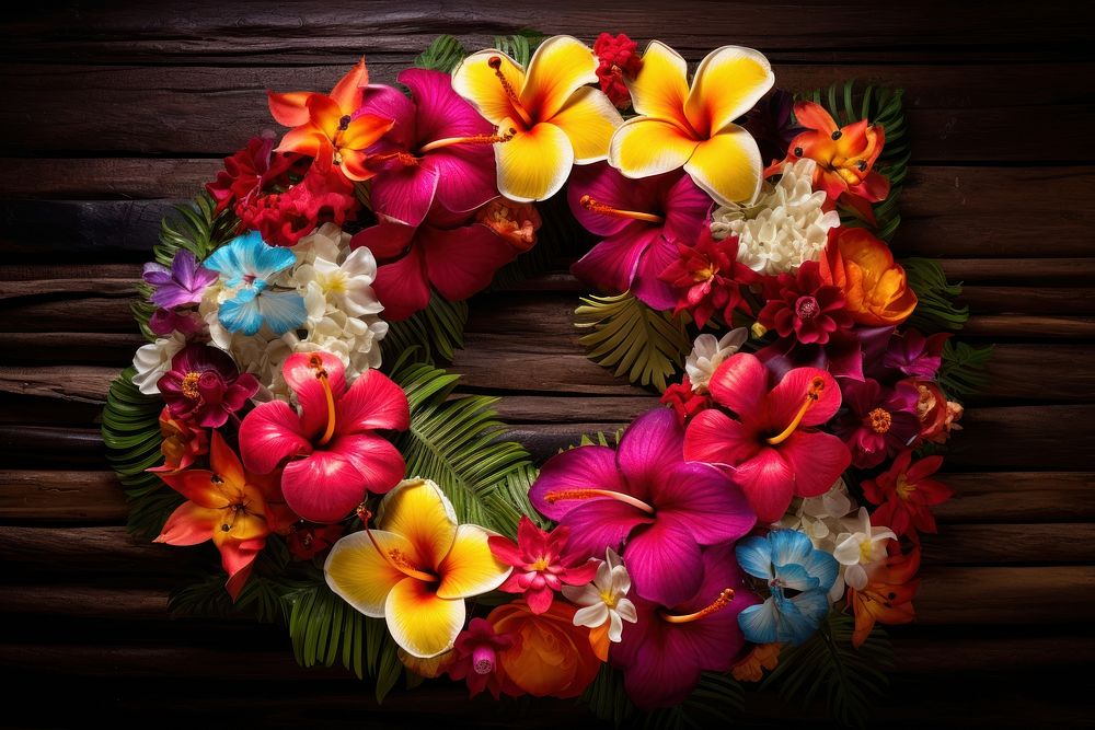 Vibrant tropical flower wreath