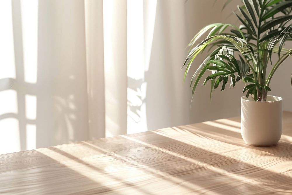 Sunlit minimalist room with plant