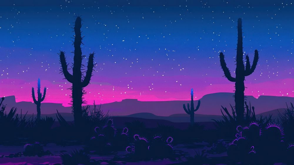 Desert night sky landscape wallpaper